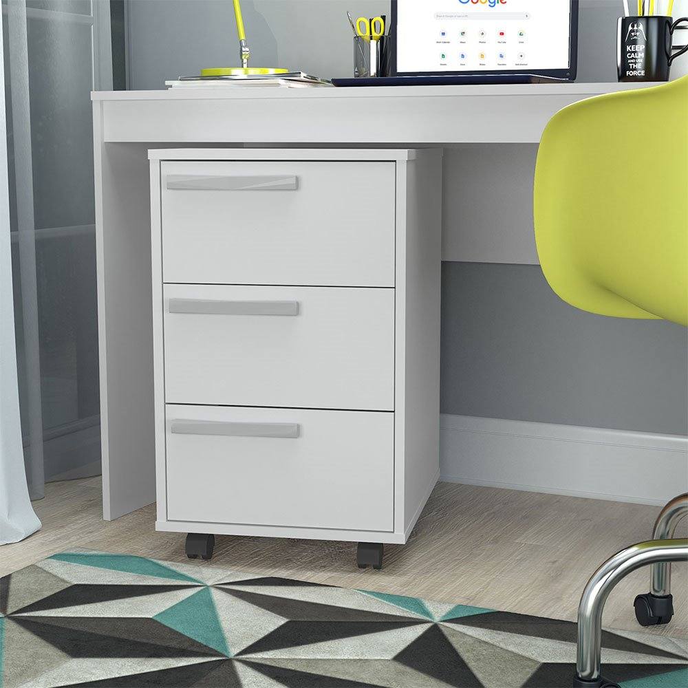 Gaveteiro com 03 Gavetas e Rodízios B26 Branco